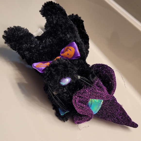 Black Cat With Sparkling Purple Witch's Hat & Jack O Lantern Bow-Tie DAN DEE - Picture 8 of 16